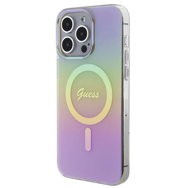 Guess IML Iridescent MagSafe-hylster til iPhone 15 Pro - pink