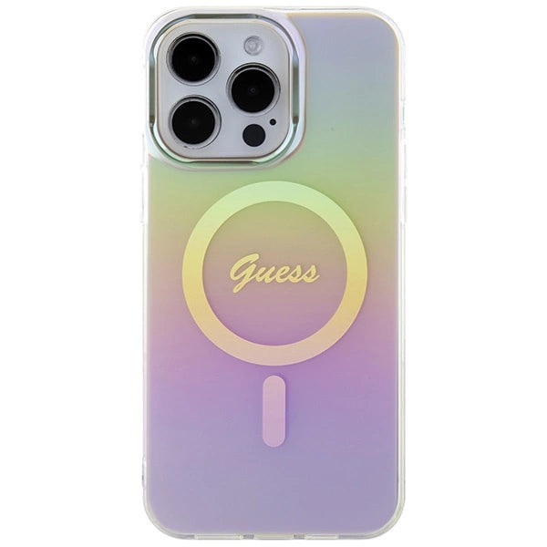 Guess IML Iridescent MagSafe-hylster til iPhone 15 Pro - pink