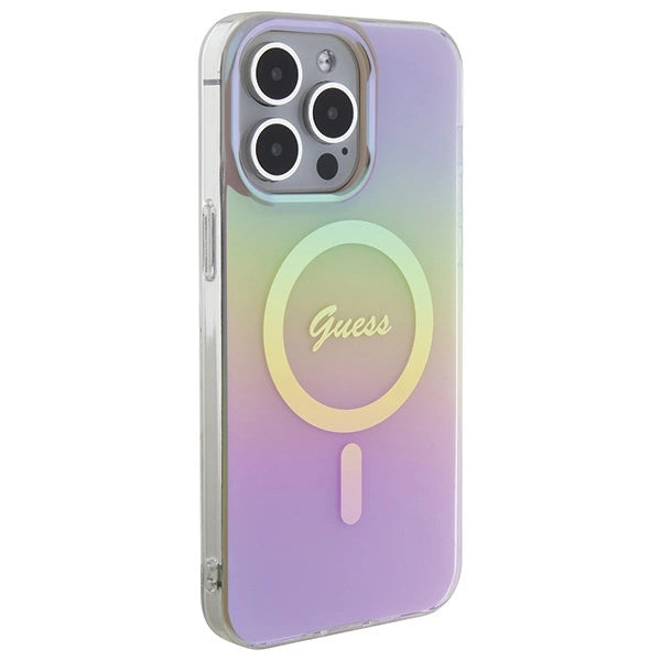 Guess IML Iridescent MagSafe-hylster til iPhone 15 Pro - pink