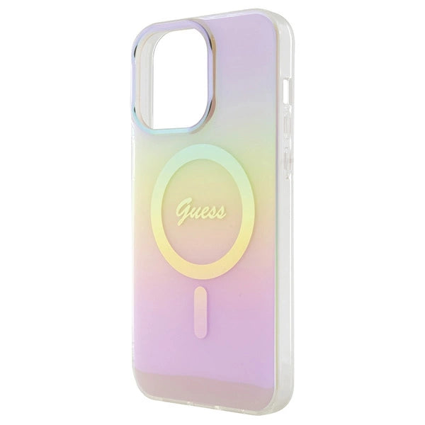 Guess IML Iridescent MagSafe-hylster til iPhone 15 Pro - pink