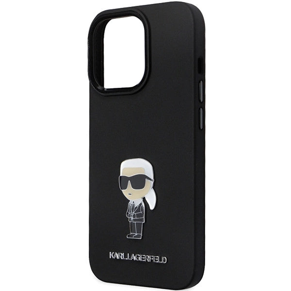 Karl Lagerfeld KLHCP13LSMHKNPK case for iPhone 13 Pro / 13 - black Silicone Ikonik Metal Pin