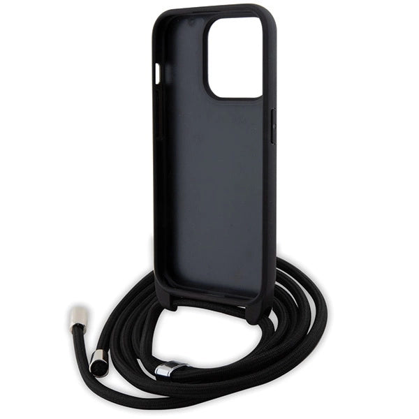 Karl Lagerfeld Crossbody Saffiano Monogram Metal Pin Karl & Choupette Case for iPhone 15 Pro - Black