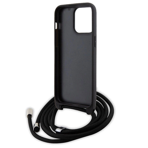 Karl Lagerfeld Crossbody Saffiano Metal Pin Karl & Choupette Case for iPhone 15 Pro Max - Black