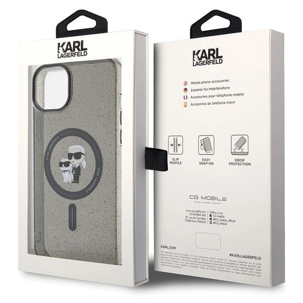 Karl Lagerfeld Karl&Choupette Glitter MagSafe case for iPhone 15 Plus - black
