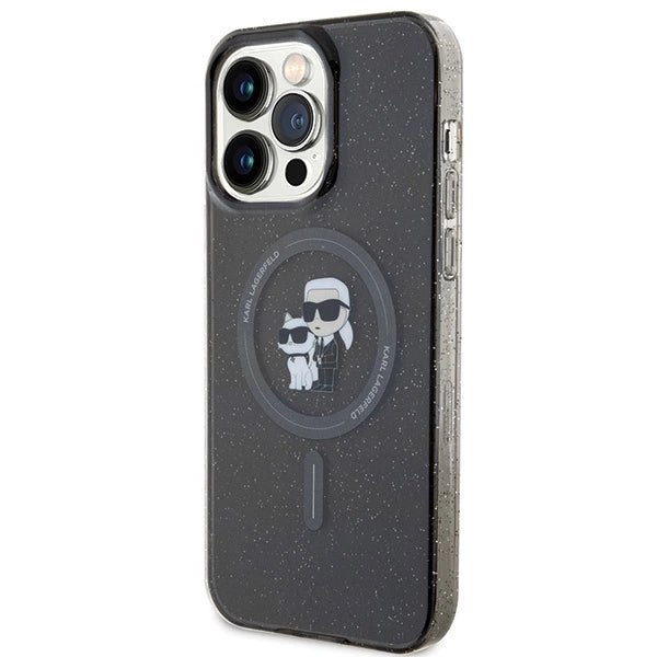 Karl Lagerfeld Karl&Choupette Glitter MagSafe case for iPhone 15 Pro Max - black