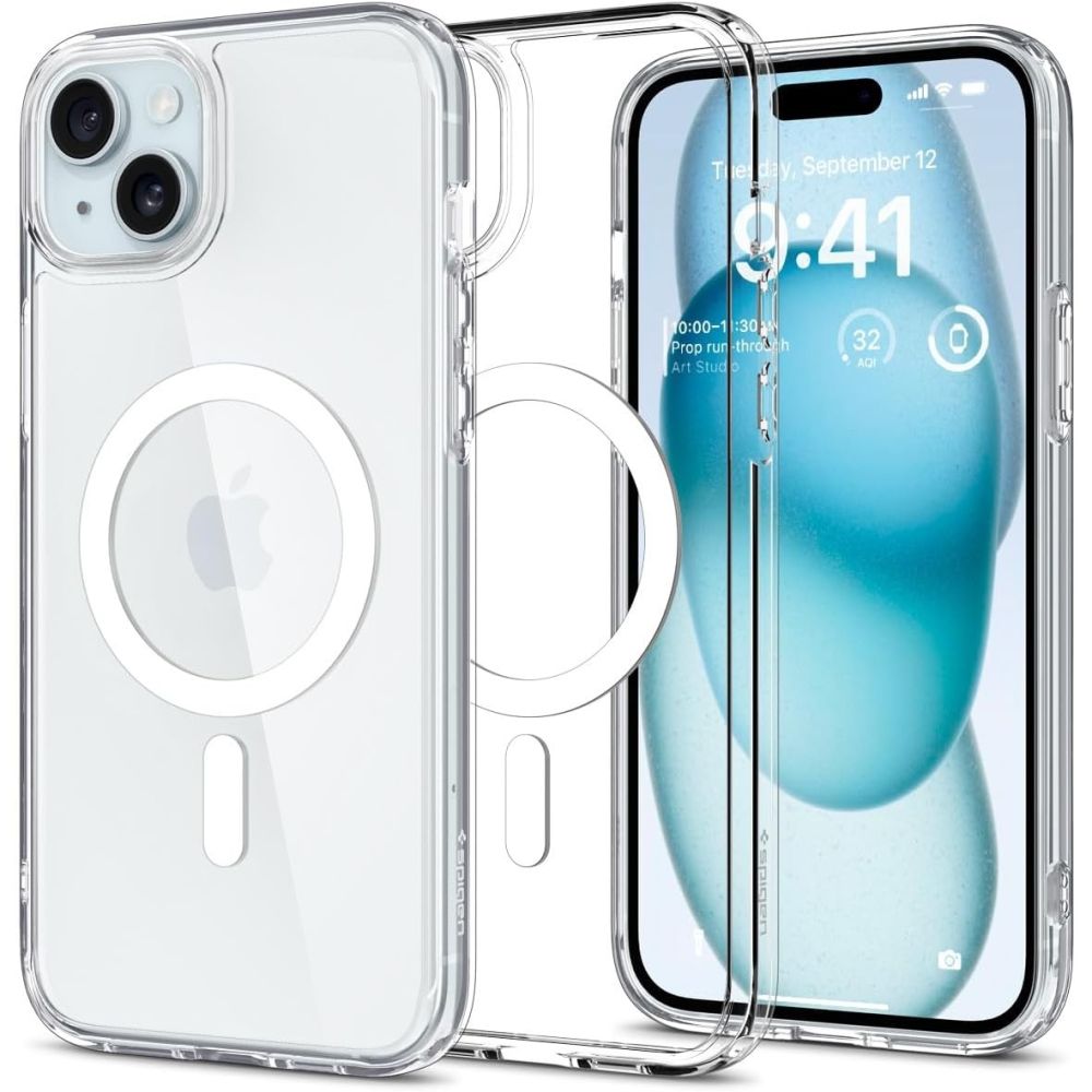 Spigen Ultra Hybrid Mag Case med MagSafe til iPhone 15 - hvid