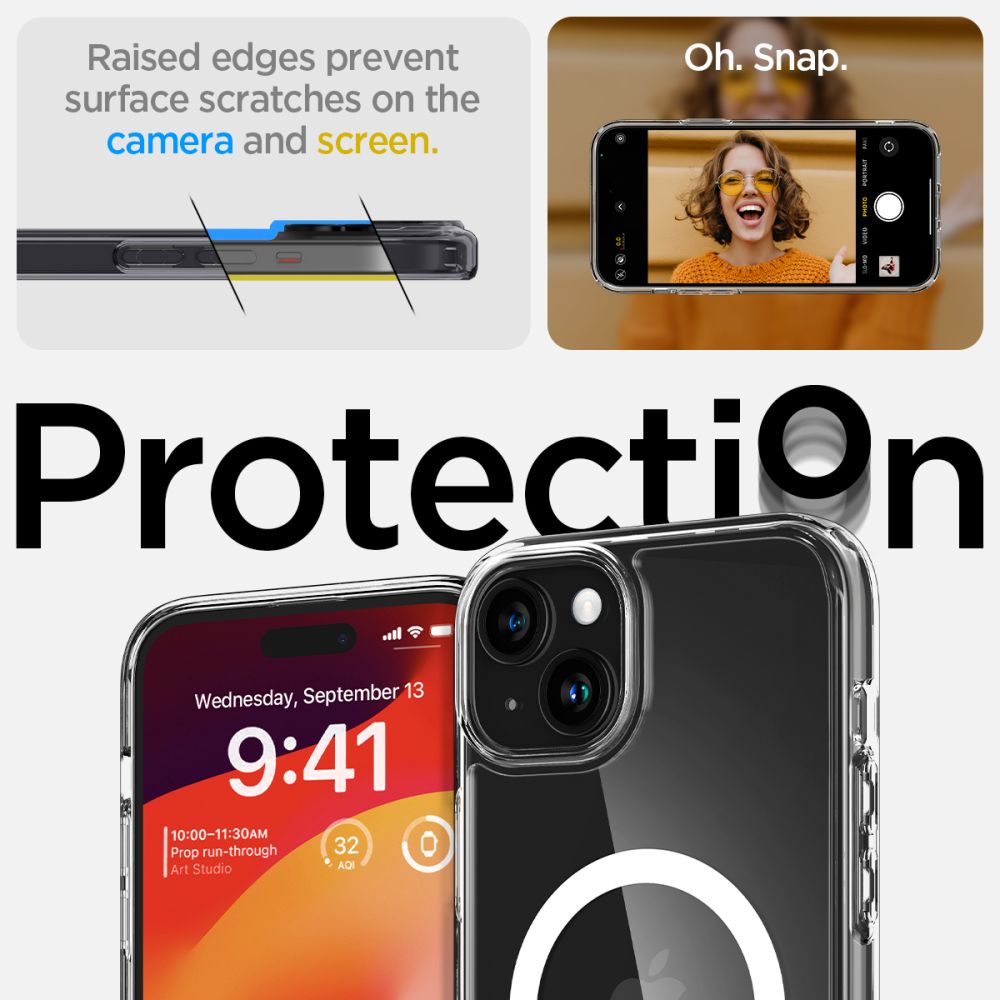 Spigen Ultra Hybrid Mag Case med MagSafe til iPhone 15 - hvid