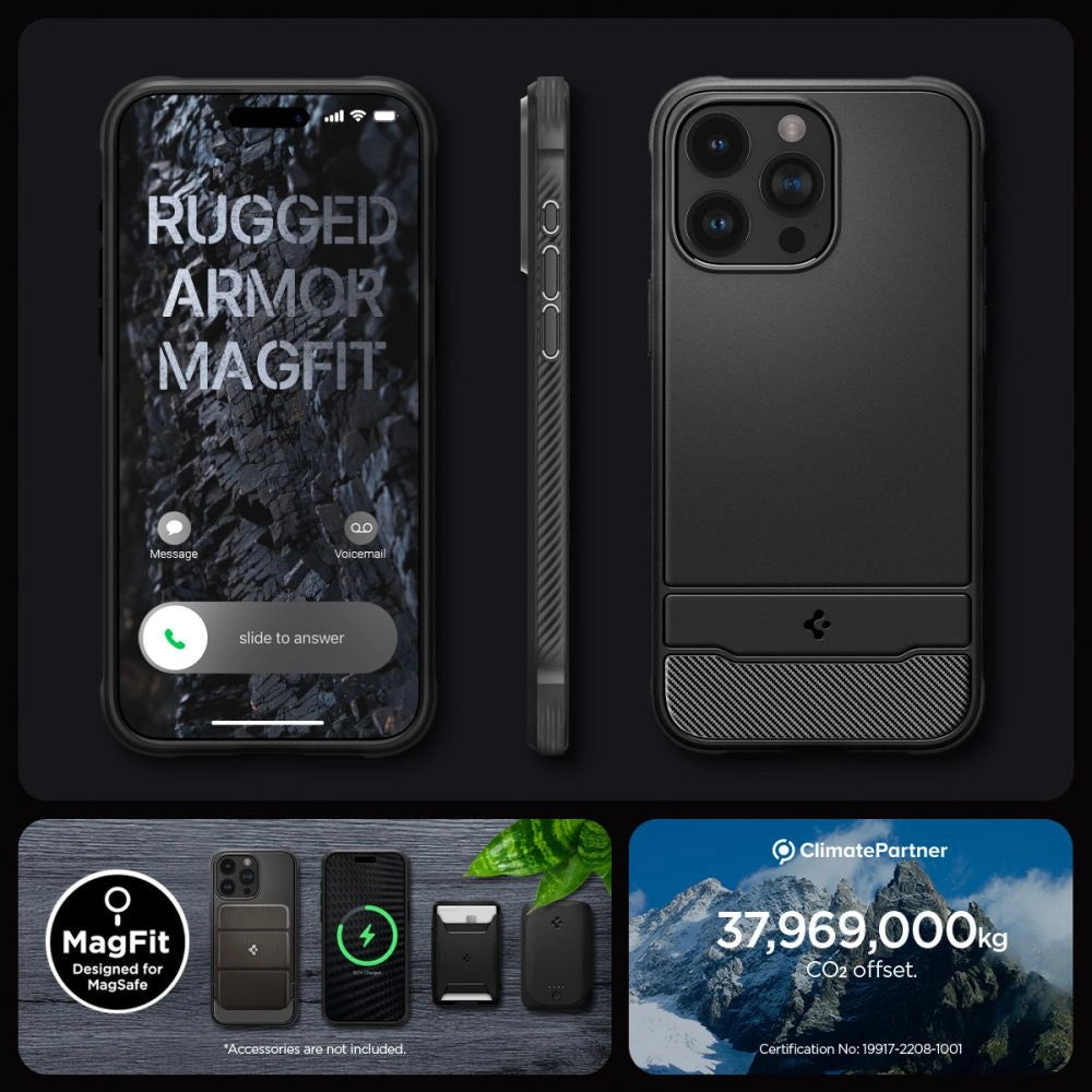Spigen Rugged Armor Mag Case with MagSafe for iPhone 15 Pro Max - Matte Black