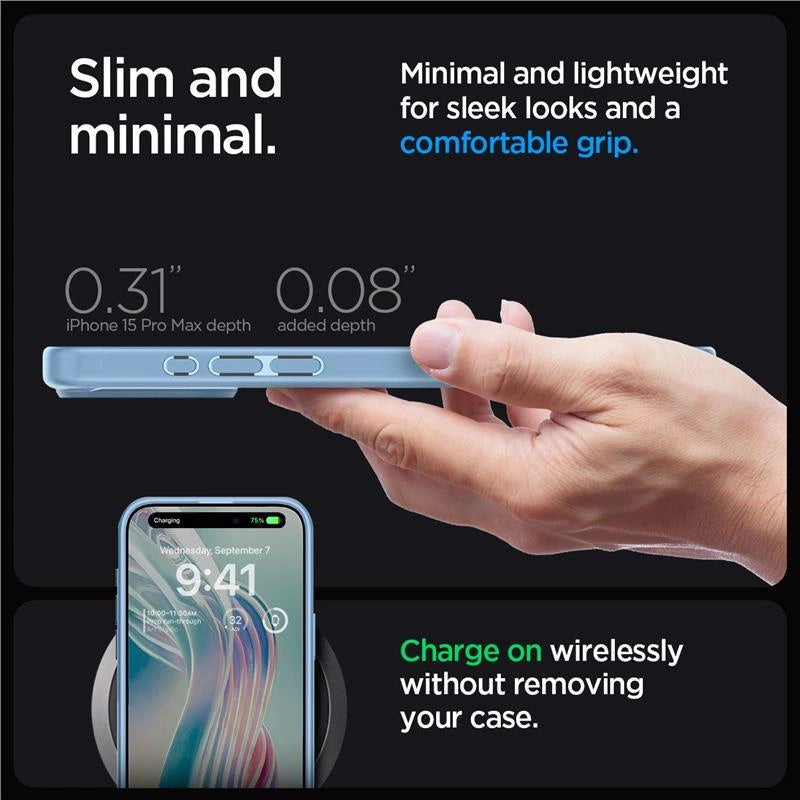 Spigen Crystal Hybrid Case for iPhone 15 Pro Max - Clear Blue