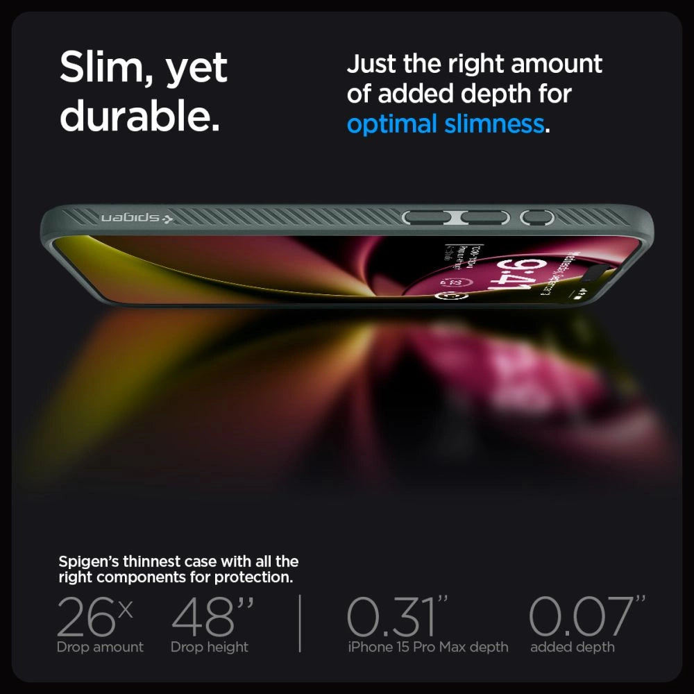 Spigen Liquid Air iPhone 15 Pro Max Case - Dark Green