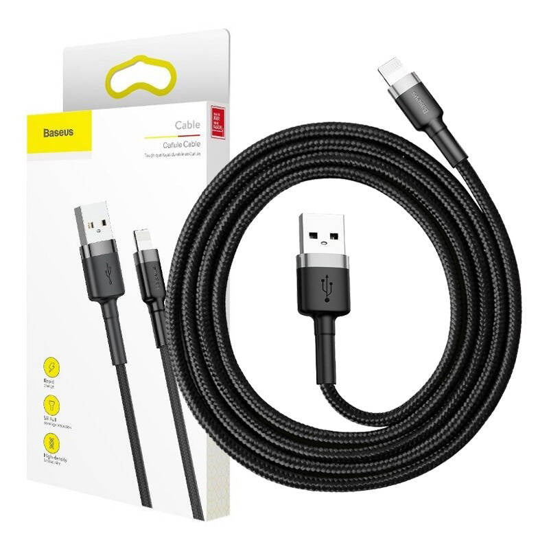 Baseus Cafule USB Lightning Cable 1,5A 2m (grå+sort)