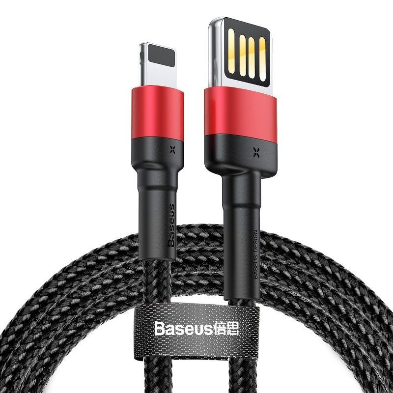 Baseus Cafule Dobbeltsidet USB-lyskablet 2,4A 1m (sort+rødt)