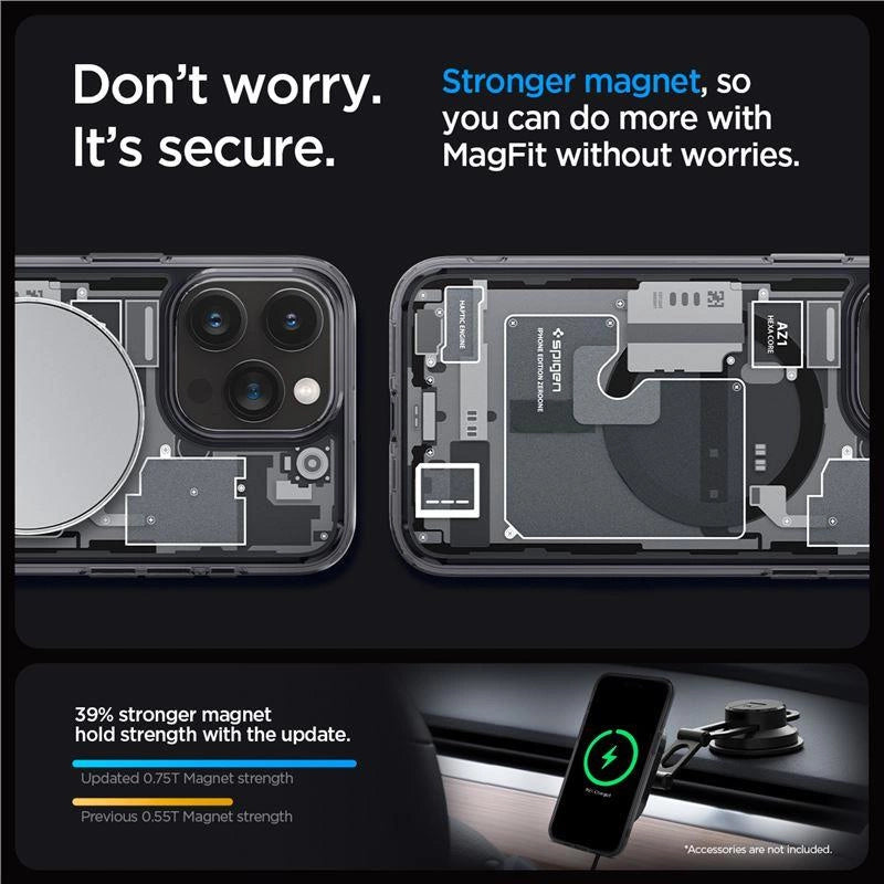 Spigen Ultra Hybrid Mag Case with MagSafe for iPhone 15 Pro - Dark Gray (Zero One Pattern)
