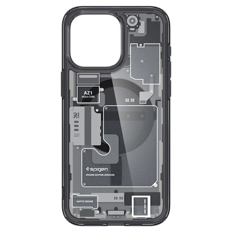 Spigen Ultra Hybrid Mag Case with MagSafe for iPhone 15 Pro - Dark Gray (Zero One Pattern)