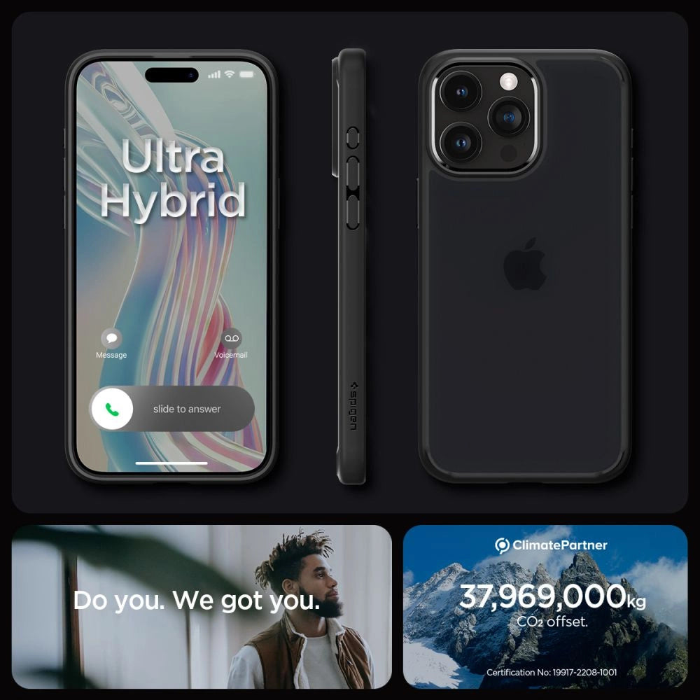 Spigen Ultra Hybrid iPhone 15 Pro Case - Clear Black