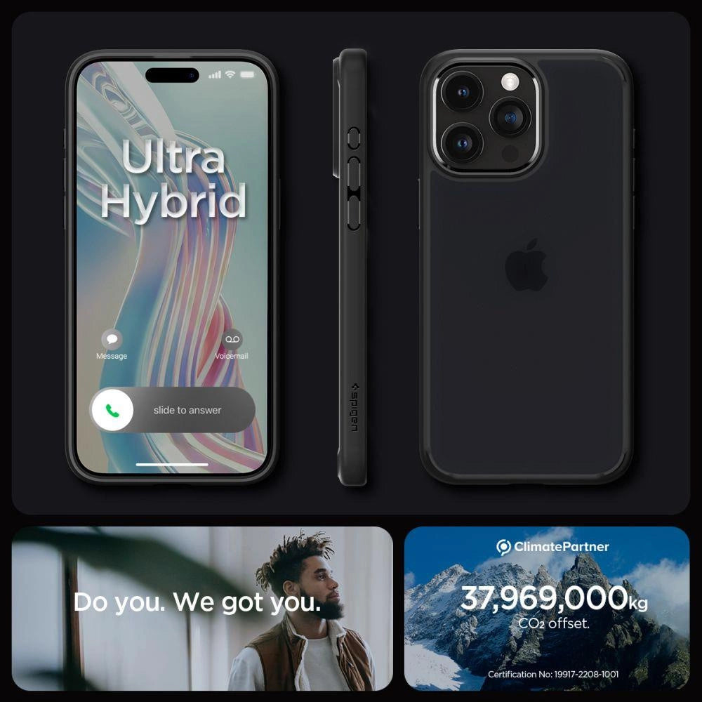 Spigen Ultra Hybrid iPhone 15 Pro Max Case - Clear Black