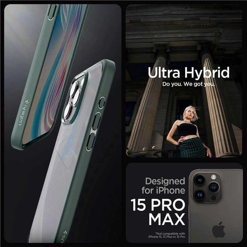 Spigen Ultra Hybrid iPhone 15 Pro Max Case - Dark Green