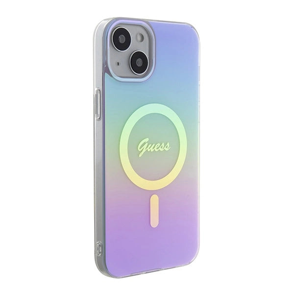 Guess IML Iridescent MagSafe-hylster til iPhone 15 Plus - lilla