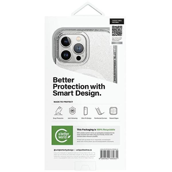 Uniq LifePro Xtreme Magclick opladningsfoder til iPhone 15 Pro Max - gennemsigtigt sølv