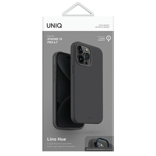Uniq Lino Hue Magclick opladningsfoder til iPhone 15 Pro Max - grå