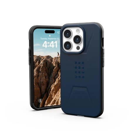 UAG Civilian MagSafe-hylster til iPhone 15 Pro - mørkblå