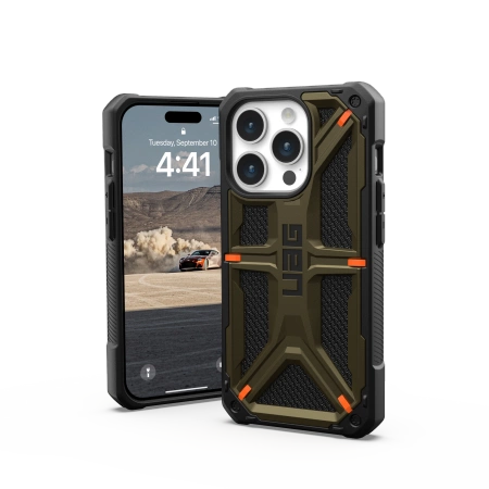 UAG Monarch-hylster til iPhone 15 Pro - grøn kevlar