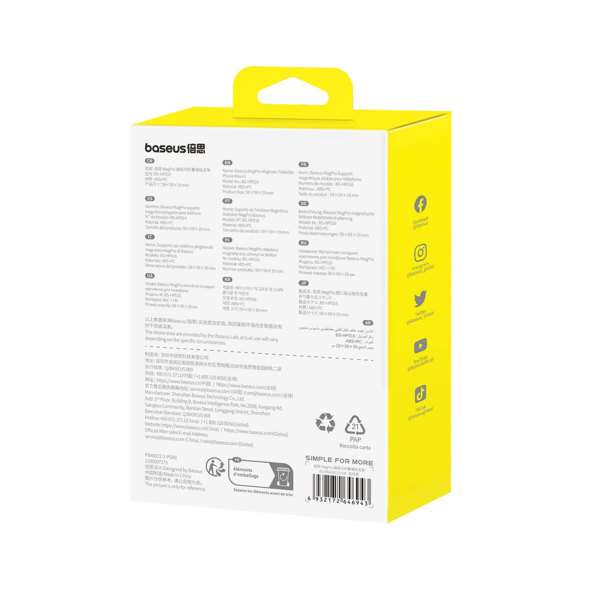 Baseus MagPro foldbar magnet holder til telefonen - sort