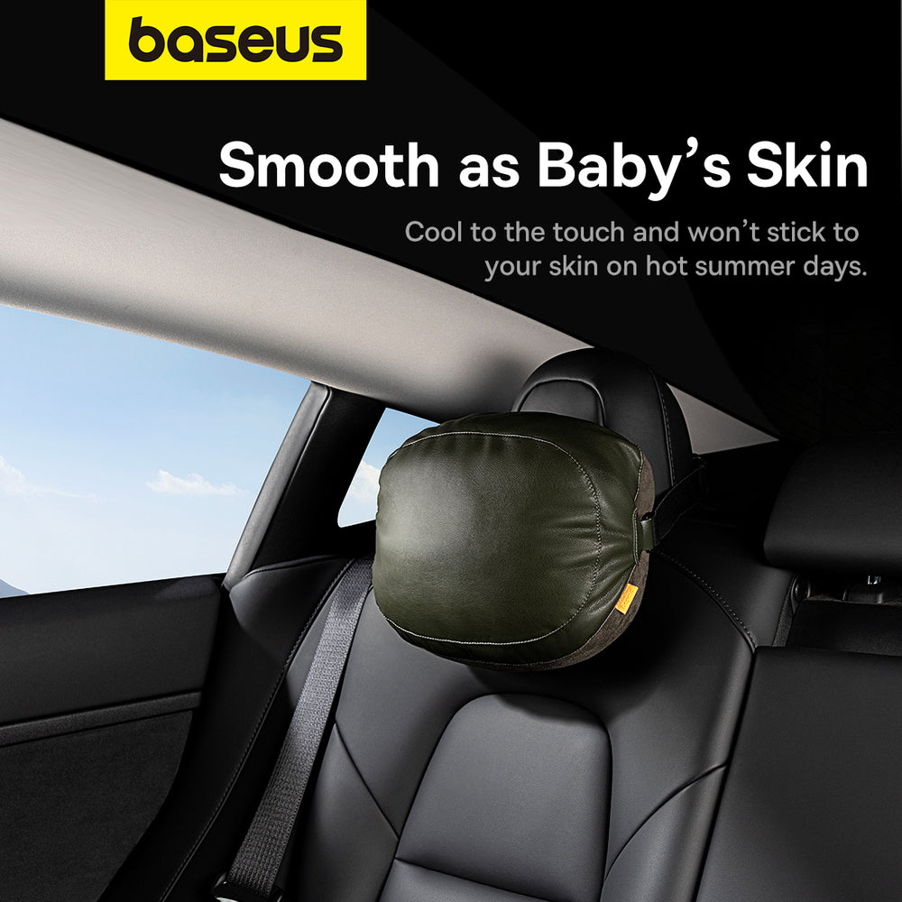 Baseus ComfortRide Series car headrest cushion with 2 materials - dark green