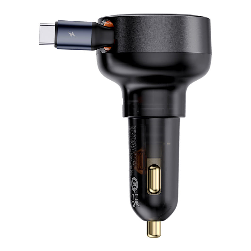 Baseus Enjoyment Pro USB-C (kvindelig) / USB-C (mandlig) 60W biloplader - sort
