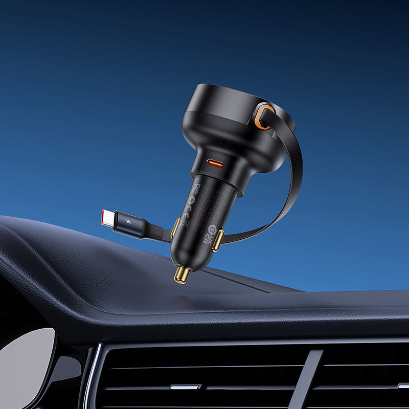 Baseus Enjoyment Pro USB-C (kvindelig) / USB-C (mandlig) 60W biloplader - sort