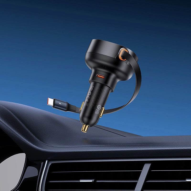 Baseus Enjoyment Pro USB-C (kvindelig) / USB-C (mandlig) 60W biloplader - sort