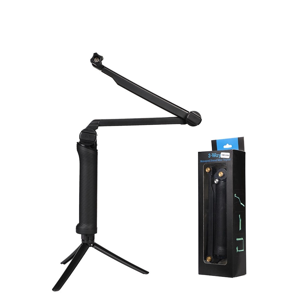 3 i 1 Monopod Tripod med Selfie Stick til GoPro - sort
