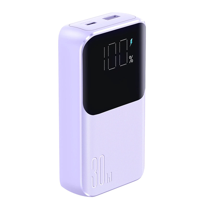 Joyroom JR-PBC06 mini powerbank med indbygget USB-C / Lightning kabler 30W 10000mAh - lilla