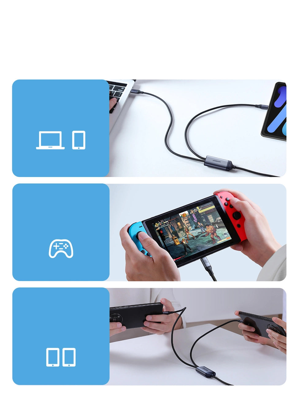 Joyroom Speedy Series S-A21 2in1 USB-C - USB-C / USB-C kabel 100W 1,5m - sort