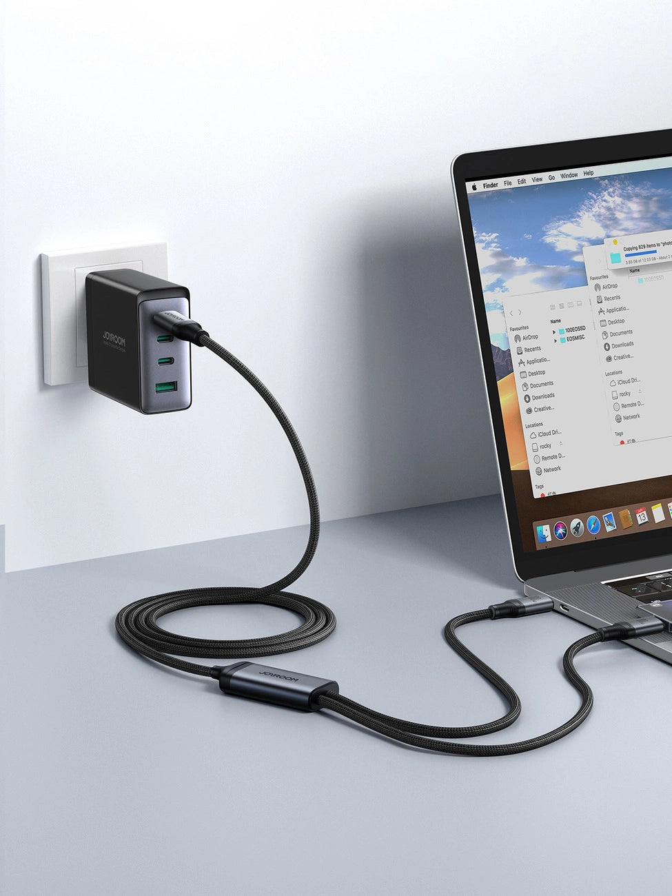 Joyroom Speedy Series S-A21 2in1 USB-C - USB-C / USB-C kabel 100W 1,5m - sort