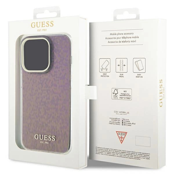 Guess GUHCP15LHDECMP iPhone 15 Pro 6.1" pink/pink hardcase IML facetteret spejl Disco Iridescent