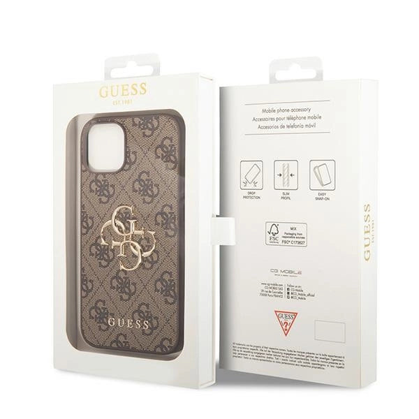 Guess GUHCP15S4GMGBR iPhone 15 6.1" brun/brun hardcase 4G Big Metal Logo