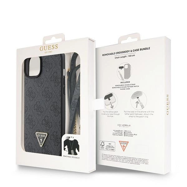 Guess GUHCP15SP4TDSCPK iPhone 15 6.1" sort/sort hardcase Crossbody 4G Metal Logo