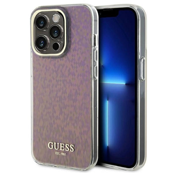 Guess GUHCP15XHDECMP iPhone 15 Pro Max 6.7" pink/pink hardcase IML facetteret spejl Disco Iridescent