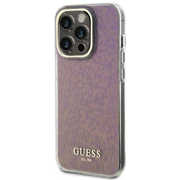 Guess GUHCP15XHDECMP iPhone 15 Pro Max 6.7" pink/pink hardcase IML facetteret spejl Disco Iridescent