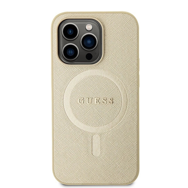 Guess GUHMP15LPSAHMCB iPhone 15 Pro 6.1" guld/guld hardcase Saffiano MagSafe
