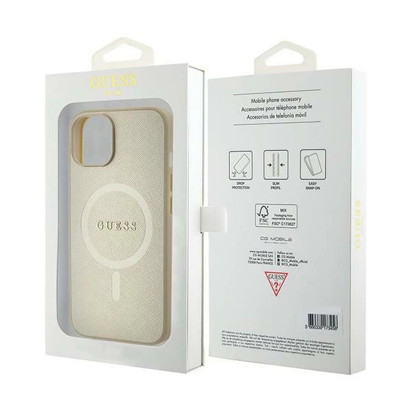 Guess GUHMP15MPSAHMCB iPhone 15 Plus 6.7" guld/guld hardcase Saffiano MagSafe