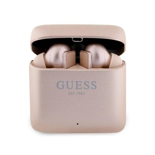 Guess GUTWSSU20ALEGP TWS Bluetooth-hovedtelefoner + Dock Rose Gold / Rose Gold Printed Logo