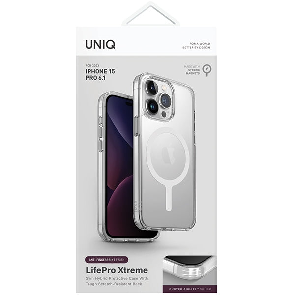 Uniq LifePro Xtreme Magclick Opladningsfoder til iPhone 15 Pro - gennemsigtigt