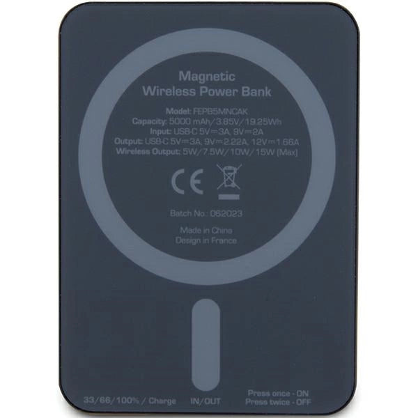 Powerbank Ferrari Metal Logo MagSafe 15W 5000mAh - sort