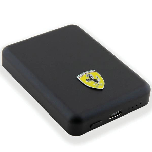 Powerbank Ferrari Metal Logo MagSafe 15W 5000mAh - sort