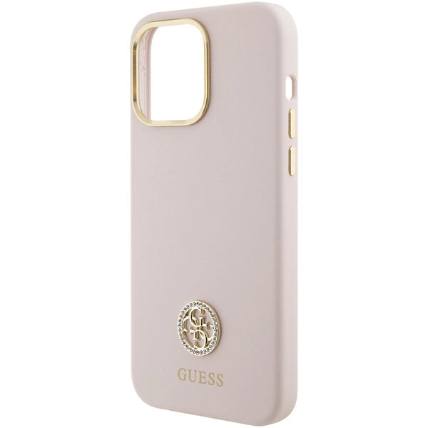 Guess Silicone Logo Strass 4G Case til iPhone 15 Pro Max - Pink