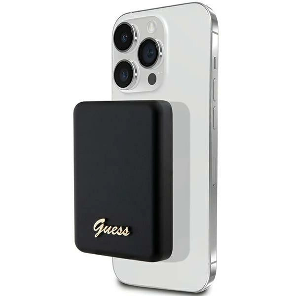 Guess MagSafe Metal Script Induktion Power Bank 15W 5000mAh - sort