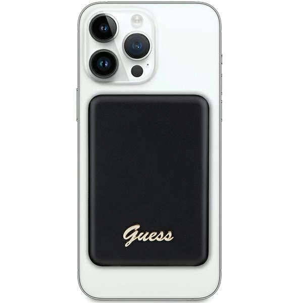 Guess MagSafe Metal Script Induktion Power Bank 15W 5000mAh - sort