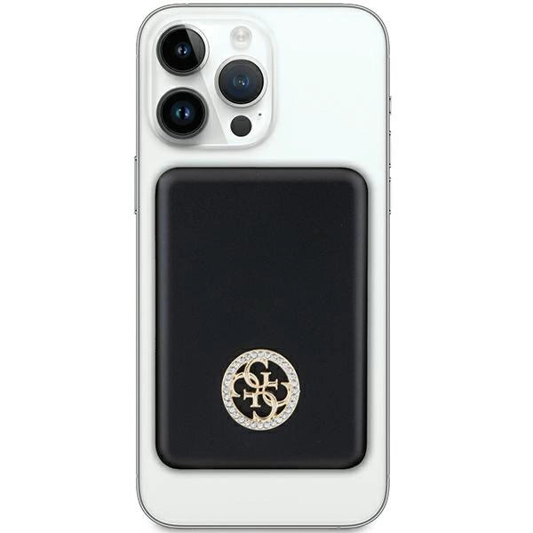 Guess MagSafe 4G Strassed Metal Logo induktions strømbank 5W 3000mAh - sort